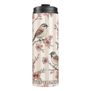 Vintage Sakura Cherry Blossom & Bird Ästhetik 6 Thermosbecher