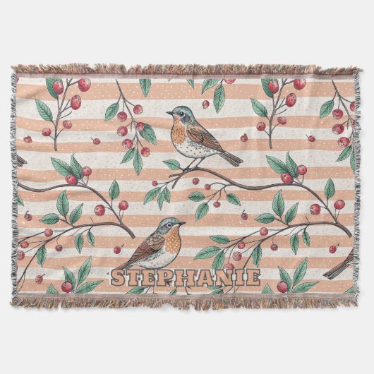 Vintage Sakura Cherry Blossom & Bird Ästhetik 7 Decke (Vorderseite)