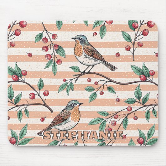 Vintage Sakura Cherry Blossom & Bird Ästhetik 7 Mousepad (Vorne)