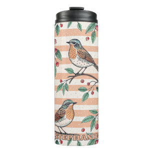 Vintage Sakura Cherry Blossom & Bird Ästhetik 7 Thermosbecher