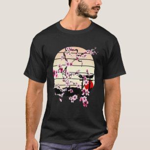 Vintage-Sakura-Kirschblüten-Kunst Retro bei Sonnen T-Shirt