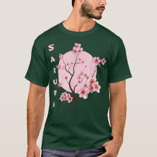 Vintage Sakura Kirschblüten Mond Japanische Grafik T-Shirt