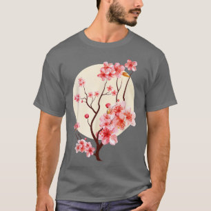 Vintage Sakura Kirschblüten Mond Japanische Grafik T-Shirt