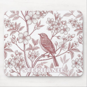 Vintage Sakura Kirschblüten & Vogel Ästhetik Mousepad