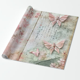 Vintage-Sakura-Schmetterlings-Collage Geschenkpapier