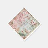 Vintage-Sakura-Schmetterlings-Collage Serviette (Ecke)