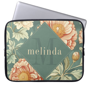 Vintage-Salbei-Blumen-William-Morris-Monogramm Laptopschutzhülle