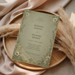 Vintage-Salbei-Blumenmuster Einladung