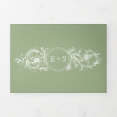 Vintage Salbei Dreifach Gefaltete Einladung (Cover)