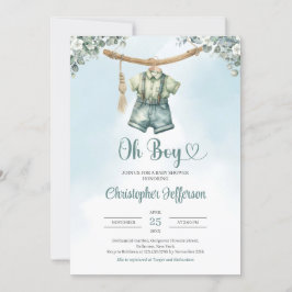 Vintage Salbei-Eukalyptus-Kinderkleidung Einladung