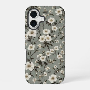 Vintage-Salbei-Grün-Blumen-Handyhülle iPhone 16 Hülle
