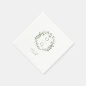 Vintage Salbei Grün Französische Florale Monogramm Serviette (Ecke)