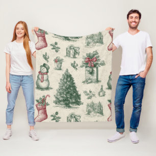 Vintage Salbei-Grün Winter-Toile-Weihnachten (1) Fleecedecke