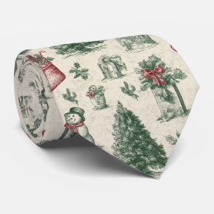 Vintage Salbei-Grün Winter-Toile-Weihnachten (1) Krawatte