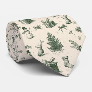 Vintage Salbei-Grün Winter-Toile-Weihnachten (2) Krawatte