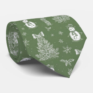 Vintage Salbei-Grün Winter-Toile-Weihnachten (3) Krawatte