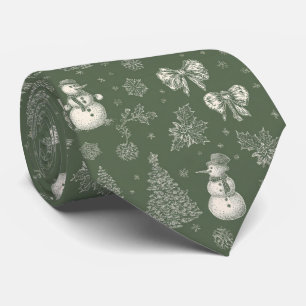 Vintage Salbei-Grün Winter-Toile-Weihnachten (5) Krawatte