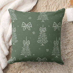 Vintage Salbei-Grün Winter-Toile-Weihnachten (6) Kissen