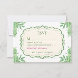 Vintage-Salbei-grüne RSVP-Karte mit Essensauswahl RSVP Karte