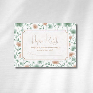 Vintage Salbei-Pfirsich-Wildblumen-Gold-Windel-Raf Begleitkarte
