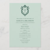 Vintage-Salbei-Wappen-Hochzeitsprogramm Programm (Vorderseite)