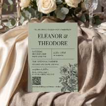 Vintage Salbeigrün Florale Romantische QR-Code
