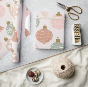 Vintage Salbeigrün und Rosé-Ornamente Geschenkpapier