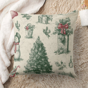 Vintage Salbeigrün Winter-Toile-Christmas (1) Kissen
