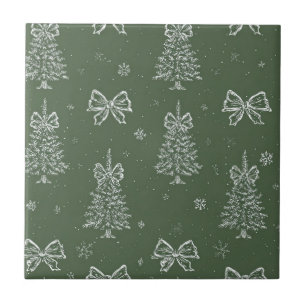 Vintage Salbeigrün Winter-Toile-Christmas (4) Fliese