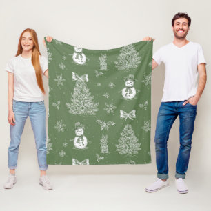 Vintage Salbeigrün Winter Toile Weihnachten (3) Fleecedecke