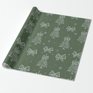 Vintage Salbeigrün Winter Toile Weihnachten (4) Geschenkpapier