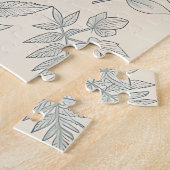 Vintage Salbeigrüne Farne Wildblumen Botanik  Puzzle (Seite)