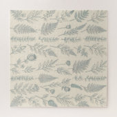 Vintage Salbeigrüne Farne Wildblumen Botanik  Puzzle (Horizontal)