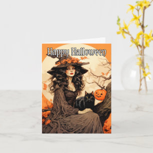 Vintage Salem Hexe Frohes Halloween Karte