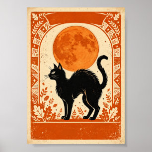 Vintage Salem Hexen Halloween schwarze Katze Ernte Poster