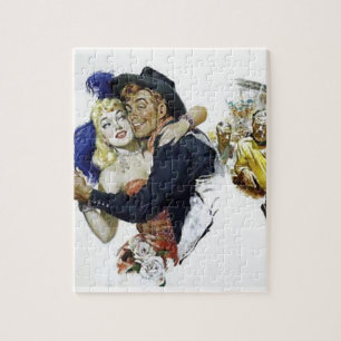 Vintage Saloon Mädchen Cowboy Bar Tanz Spaß Poster Puzzle