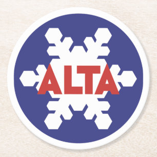 Vintage Salt Lake City, Alta Skigebiet Utah Gesche Runder Pappuntersetzer