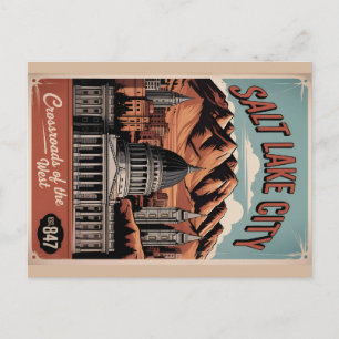 Vintage Salt Lake City Utah Retro-Reiseposter  Feiertagspostkarte