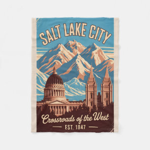 Vintage Salt Lake City Utah Retro-Reiseposter Fleecedecke