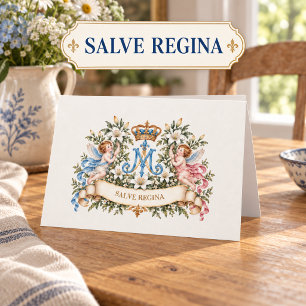 Vintage Salve Regina katholische marianische Engel Karte