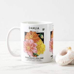 Vintage-Samenpaket Art, Dahlien Garten Blumen Kaffeetasse