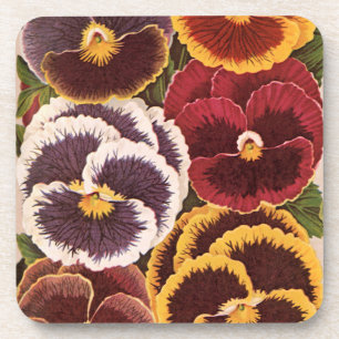 Vintage-Samenpaket-Etiketten, Garten-Stiefmütterch Getränkeuntersetzer