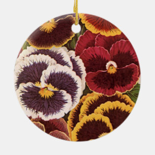 Vintage-Samenpaket-Etiketten, Garten-Stiefmütterch Keramik Ornament