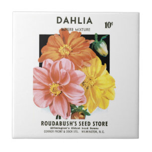 Vintage-Samenpaket-Kunst, Dahlien-Gartenblumen Fliese
