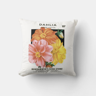 Vintage-Samenpaket-Kunst, Dahlien-Gartenblumen Kissen