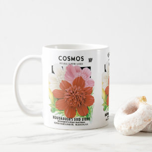Vintage-Samenpaket-Kunst, Kosmos-Gartenblumen Kaffeetasse