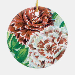 Vintage-Samenpaket-Kunst, Nelken Blumen Keramik Ornament