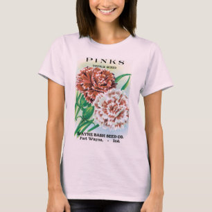 Vintage-Samenpaket-Kunst, Nelken Blumen T-Shirt