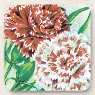 Vintage-Samenpaket-Kunst, Nelken Dianthus-Blumen Getränkeuntersetzer