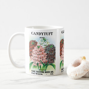Vintage-Samenpaket-Kunst, Schleifenblumen-Gartenbl Kaffeetasse